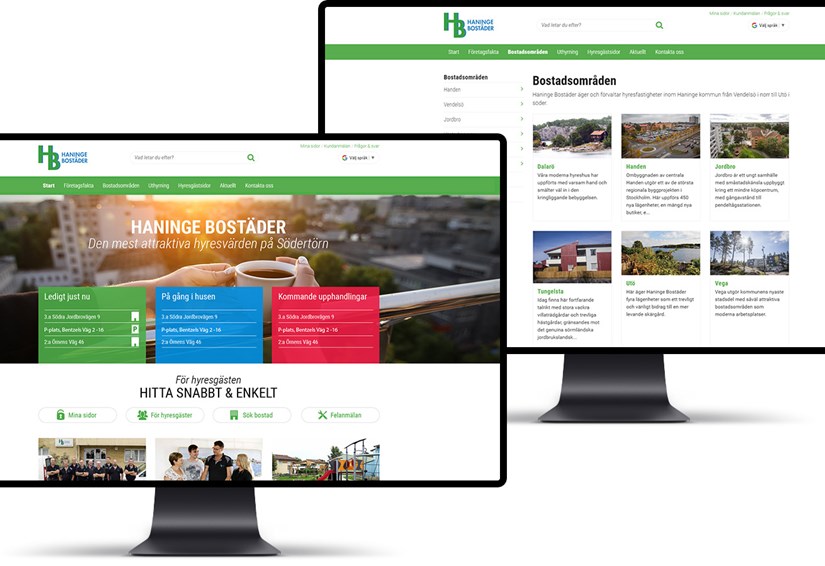 Haningebostäder Webbplats Umbraco CMS